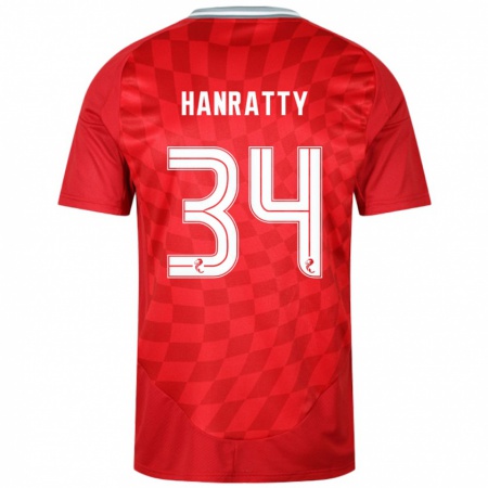 Kandiny Heren Kevin Hanratty #34 Rood Thuisshirt Thuistenue 2024/25 T-Shirt