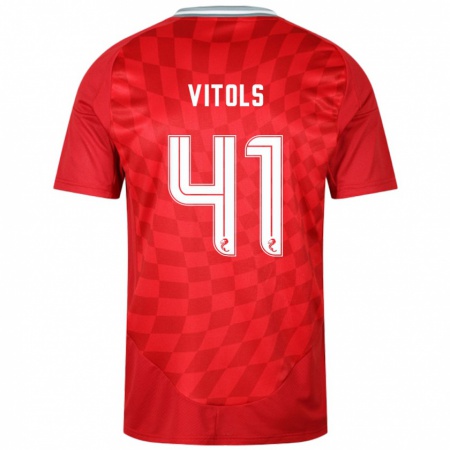 Kandiny Heren Rodrigo Vitols #41 Rood Thuisshirt Thuistenue 2024/25 T-Shirt