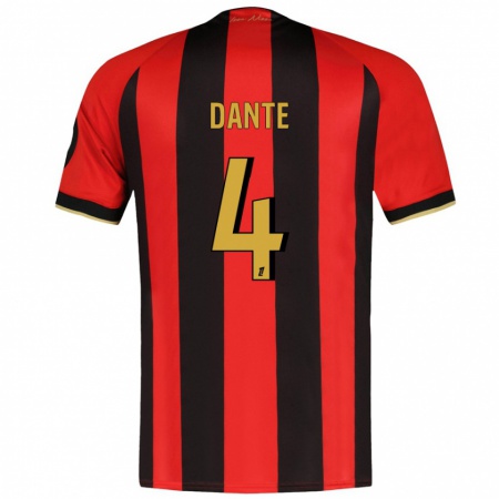 Kandiny Uomo Maglia Dante #4 Rosso Nero Kit Gara Home 2024/25 Maglietta