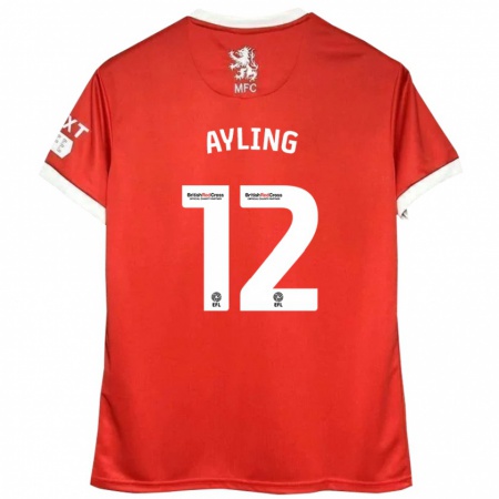 Kandiny Heren Luke Ayling #12 Rood Wit Thuisshirt Thuistenue 2024/25 T-Shirt