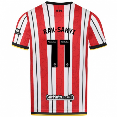 Kandiny Heren Jesurun Rak-Sakyi #11 Rood Witte Strepen Thuisshirt Thuistenue 2024/25 T-Shirt