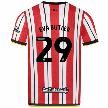 Kandiny Heren Eva Butler #29 Rood Witte Strepen Thuisshirt Thuistenue 2024/25 T-Shirt