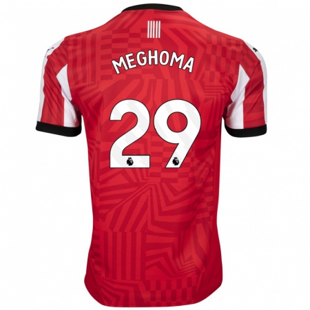 Kandiny Heren Jayden Meghoma #29 Rood Wit Thuisshirt Thuistenue 2024/25 T-Shirt