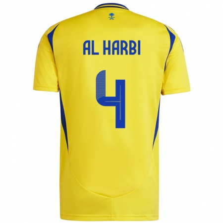 Kandiny Heren Fay Al-Harbi #4 Geel Blauw Thuisshirt Thuistenue 2024/25 T-Shirt