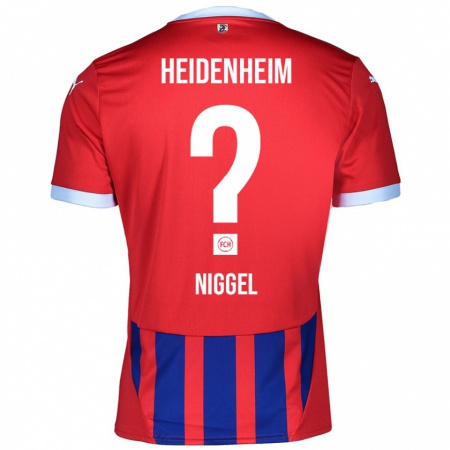 Kandiny Homem Camisola Henrik Niggel #0 Azul Vermelho Principal 2024/25 Camisa Brasil