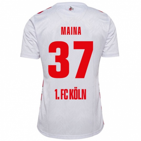 Kandiny Uomo Maglia Linton Maina #37 Bianco Rosso Kit Gara Home 2024/25 Maglietta