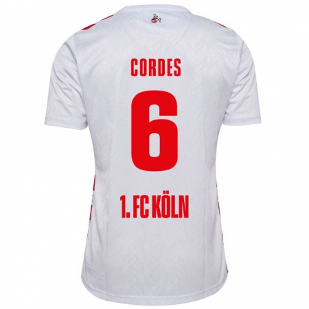 Kandiny Hombre Camiseta Lotta Cordes #6 Blanco Rojo 1ª Equipación 2024/25 La Camisa