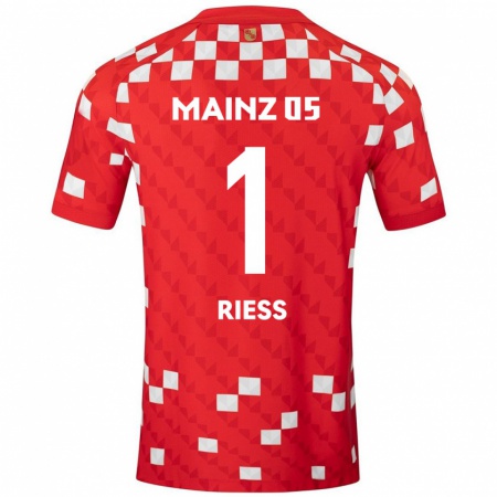 Kandiny Uomo Maglia Lasse Rieß #1 Bianco Rosso Kit Gara Home 2024/25 Maglietta