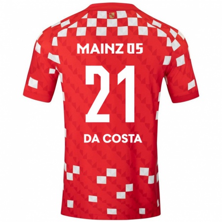 Kandiny Män Danny Da Costa #21 Vit Röd Hemmatröja Matchtröjor 2024/25 Tröjor T-Tröja