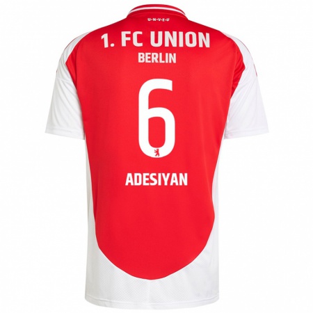 Kandiny Herren Olufemi Adesiyan #6 Rot Weiß Heimtrikot Trikot 2024/25 T-Shirt Österreich