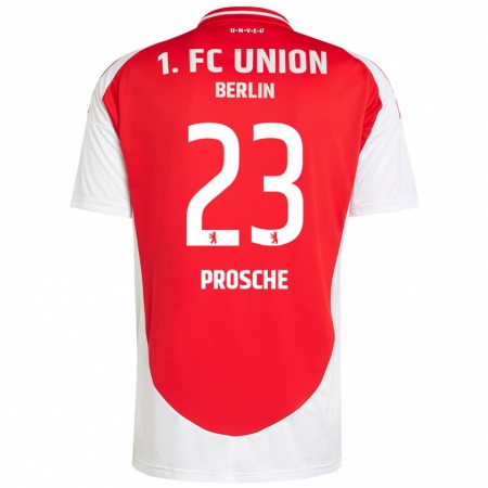 Kandiny Uomo Maglia Leon Prosche #23 Rosso Bianco Kit Gara Home 2024/25 Maglietta