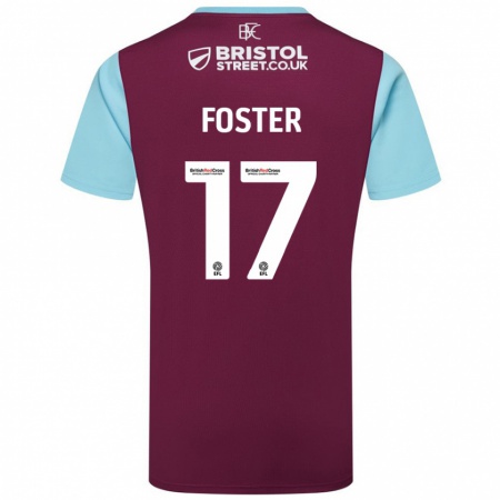 Kandiny Uomo Maglia Lyle Foster #17 Borgogna Azzurro Kit Gara Home 2024/25 Maglietta