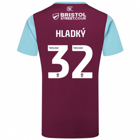 Kandiny Hombre Camiseta Vaclav Hladky #32 Borgoña Azul Cielo 1ª Equipación 2024/25 La Camisa