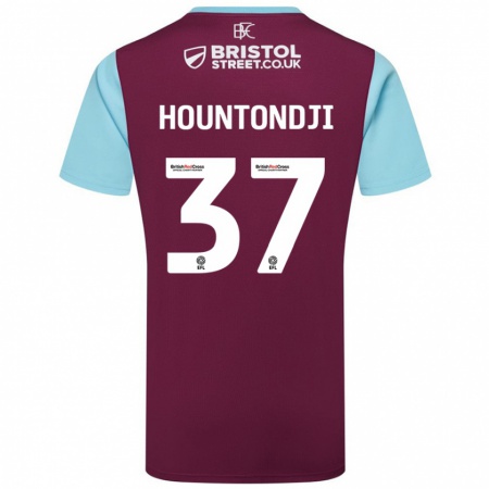 Kandiny Hombre Camiseta Andreas Hountondji #37 Borgoña Azul Cielo 1ª Equipación 2024/25 La Camisa