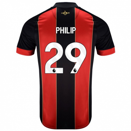 Kandiny Herren Philip Billing #29 Rot Schwarz Heimtrikot Trikot 2024/25 T-Shirt Österreich