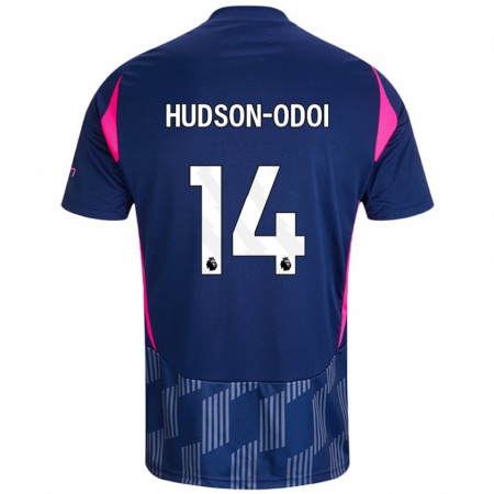 Kandiny Heren Callum Hudson-Odoi #14 Koningsblauw Roze Uitshirt Uittenue 2024/25 T-Shirt