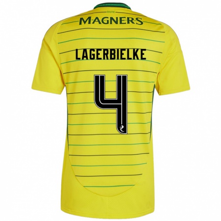 Kandiny Uomo Maglia Gustaf Lagerbielke #4 Giallo Kit Gara Away 2024/25 Maglietta