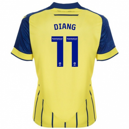 Kandiny Uomo Maglia Grady Diangana #11 Giallo Blu Kit Gara Away 2024/25 Maglietta