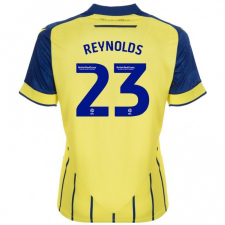 Kandiny Heren Taylor Reynolds #23 Geel Blauw Uitshirt Uittenue 2024/25 T-Shirt