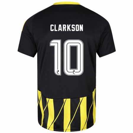 Kandiny Heren Leighton Clarkson #10 Zwart Geel Uitshirt Uittenue 2024/25 T-Shirt