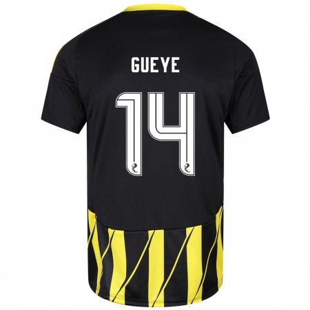 Kandiny Heren Pape Habib Guèye #14 Zwart Geel Uitshirt Uittenue 2024/25 T-Shirt