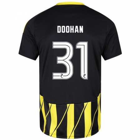 Kandiny Heren Ross Doohan #31 Zwart Geel Uitshirt Uittenue 2024/25 T-Shirt