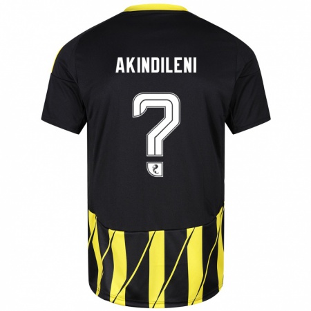 Kandiny Herren Timothy Akindileni #0 Schwarz Gelb Auswärtstrikot Trikot 2024/25 T-Shirt Österreich