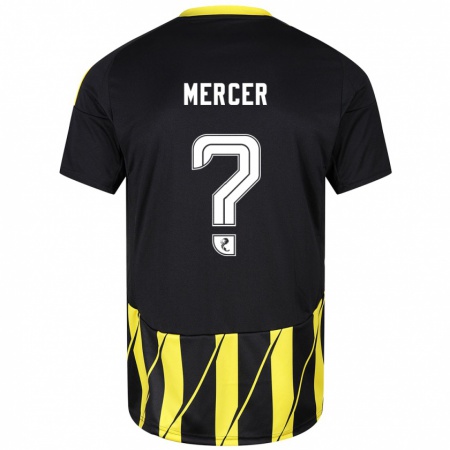 Kandiny Heren Jamie Mercer #0 Zwart Geel Uitshirt Uittenue 2024/25 T-Shirt