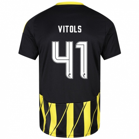 Kandiny Heren Rodrigo Vitols #41 Zwart Geel Uitshirt Uittenue 2024/25 T-Shirt