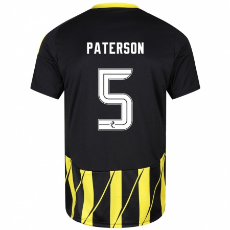 Kandiny Heren Donna Paterson #5 Zwart Geel Uitshirt Uittenue 2024/25 T-Shirt