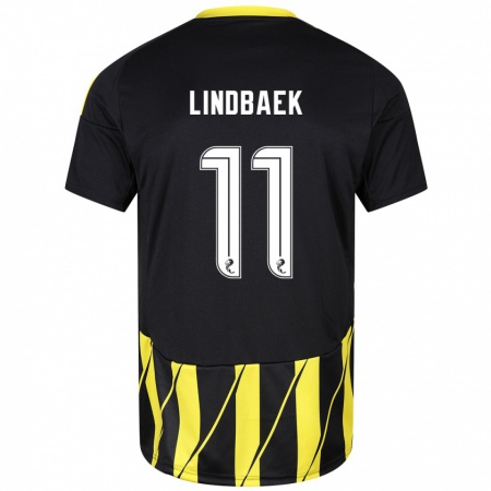 Kandiny Uomo Maglia Adele Lindbaek #11 Nero Giallo Kit Gara Away 2024/25 Maglietta