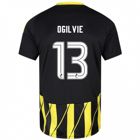 Kandiny Heren Francesca Ogilvie #13 Zwart Geel Uitshirt Uittenue 2024/25 T-Shirt