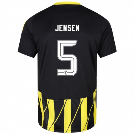 Kandiny Heren Richard Jensen #5 Zwart Geel Uitshirt Uittenue 2024/25 T-Shirt