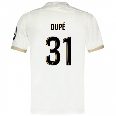 Kandiny Uomo Maglia Maxime Dupé #31 Bianco Oro Kit Gara Away 2024/25 Maglietta