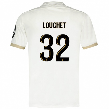 Kandiny Uomo Maglia Tom Louchet #32 Bianco Oro Kit Gara Away 2024/25 Maglietta