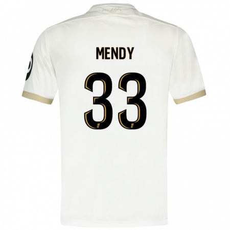 Kandiny Heren Antoine Mendy #33 Wit Goud Uitshirt Uittenue 2024/25 T-Shirt