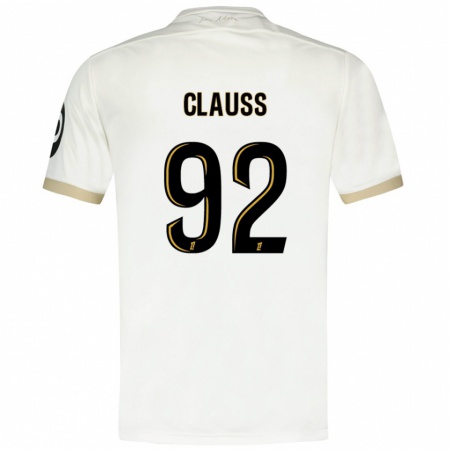 Kandiny Heren Jonathan Clauss #92 Wit Goud Uitshirt Uittenue 2024/25 T-Shirt