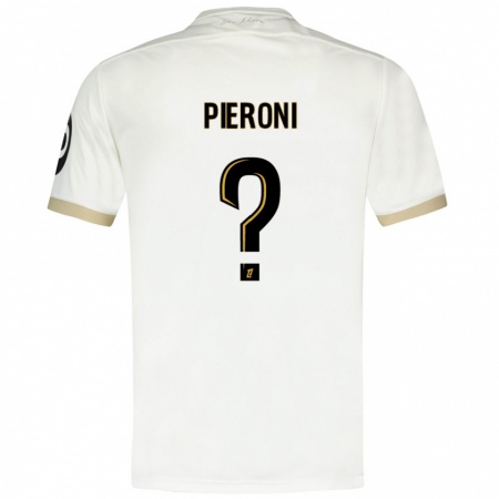 Kandiny Uomo Maglia Dorian Pieroni #0 Bianco Oro Kit Gara Away 2024/25 Maglietta