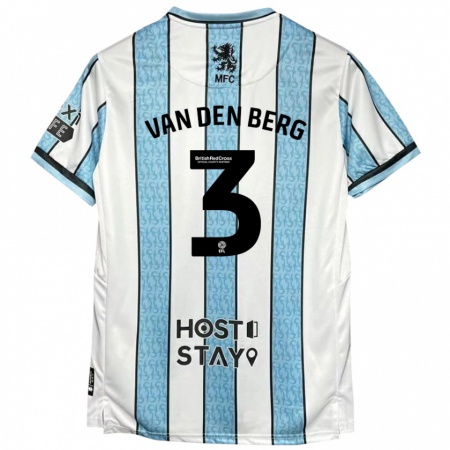 Kandiny Uomo Maglia Rav Van Den Berg #3 Bianco Blu Kit Gara Away 2024/25 Maglietta