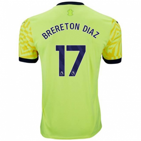 Kandiny Heren Ben Brereton Díaz #17 Geel Uitshirt Uittenue 2024/25 T-Shirt