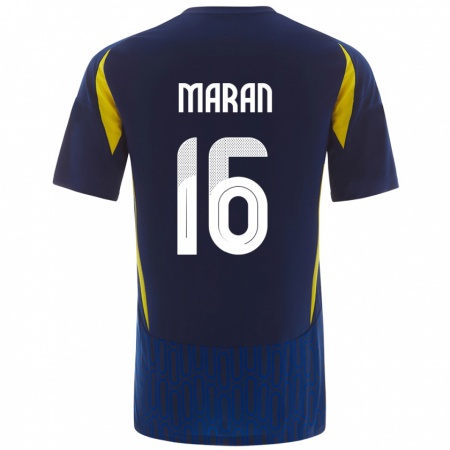 Kandiny Heren Mohammed Maran #16 Blauw Geel Uitshirt Uittenue 2024/25 T-Shirt