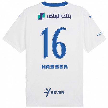 Kandiny Heren Nasser Al-Dawsari #16 Wit Blauw Uitshirt Uittenue 2024/25 T-Shirt