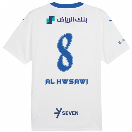 Kandiny Heren Al Bandari Al-Hwsawi #8 Wit Blauw Uitshirt Uittenue 2024/25 T-Shirt