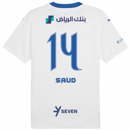 Kandiny Heren Nouf Saud #14 Wit Blauw Uitshirt Uittenue 2024/25 T-Shirt