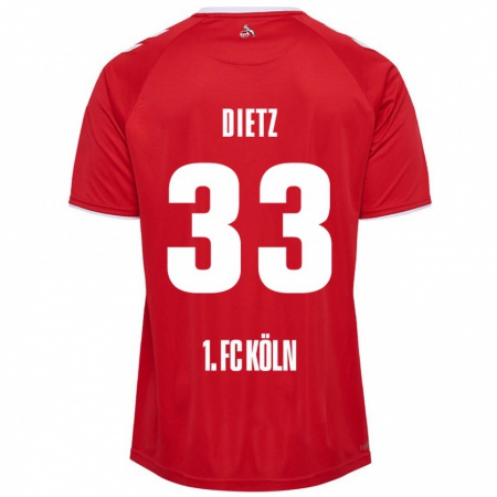 Kandiny Hombre Camiseta Florian Dietz #33 Rojo Blanco 2ª Equipación 2024/25 La Camisa