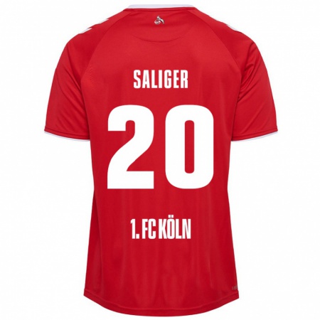 Kandiny Uomo Maglia Jonas Saliger #20 Rosso Bianco Kit Gara Away 2024/25 Maglietta