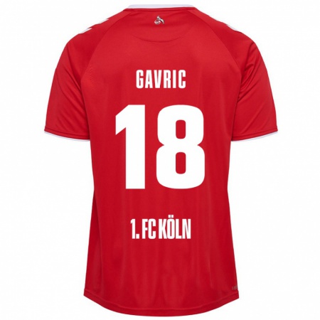 Kandiny Uomo Maglia Andrea Gavrić #18 Rosso Bianco Kit Gara Away 2024/25 Maglietta