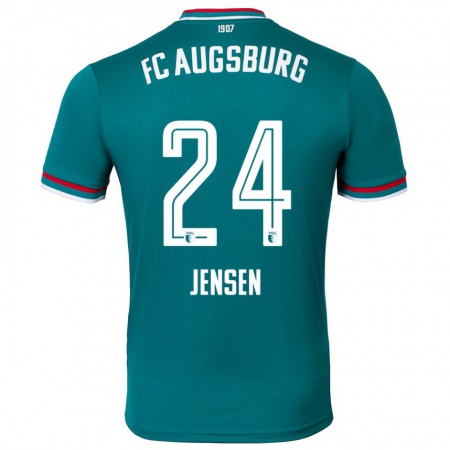 Kandiny Uomo Maglia Fredrik Jensen #24 Verde Scuro Kit Gara Away 2024/25 Maglietta