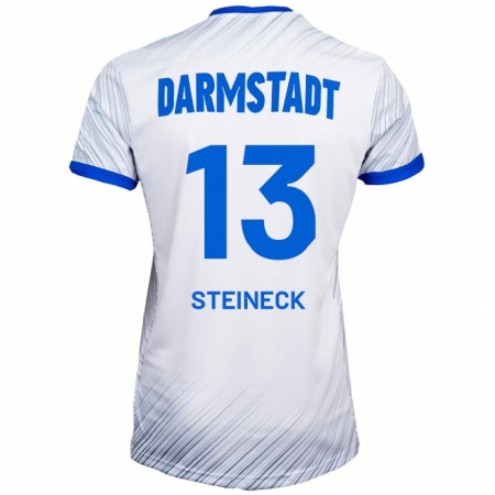 Kandiny Uomo Maglia Tom Steineck #13 Bianco Blu Kit Gara Away 2024/25 Maglietta