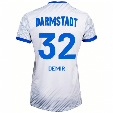 Kandiny Uomo Maglia Lean Demir #32 Bianco Blu Kit Gara Away 2024/25 Maglietta